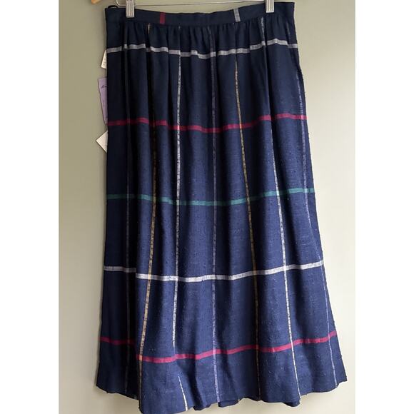 VTG Plaid Pleated Skirt Navy Blue Talbots Grunge Academia Preppy Size 16 (M/L) - Picture 6 of 10